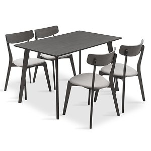 Tραπεζαρία Benson - Toto pakoworld σετ 5τμχ rustic grey - ύφασμα γκρι 120x75x75εκ 200-000187