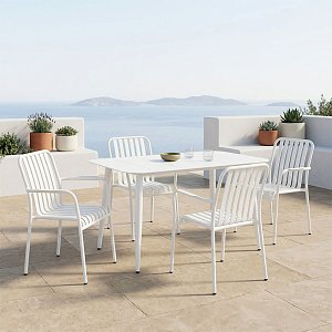 Τραπεζαρία Heven Vista pakoworld σετ 5τεμ λευκό αλουμίνιο 120x70x72εκ 200-001605