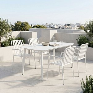 Τραπεζαρία Heven Vista pakoworld σετ 5τεμ λευκό αλουμίνιο 150x80x72εκ 200-001607