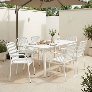 Τραπεζαρία Heven Vista pakoworld σετ 7τεμ λευκό αλουμίνιο 150x80x72εκ 200-001608