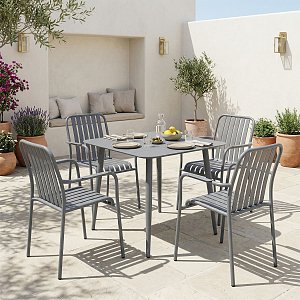 Τραπεζαρία Heven Vista pakoworld σετ 5τεμ ανθρακί αλουμίνιο 80x80x72εκ 200-001614