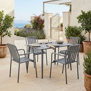Τραπεζαρία Heven Vista pakoworld σετ 5τεμ ανθρακί αλουμίνιο 120x70x72εκ 200-001615