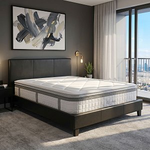 Κρεβάτι με στρώμα Nevil-Utopia pakoworld pu μαυρο 150x200εκ 200-001745