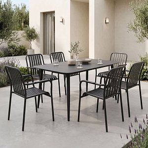 Τραπεζαρία Heven Vista pakoworld σετ 7τεμ μαύρο αλουμίνιο 120x70x72εκ 200-001600