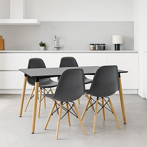 Τραπεζαρία Natali-Julita pakoworld σετ 5τεμ μαύρο-φυσικό 120x80x76εκ 200-000632