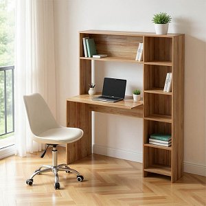 Γραφείο με βιβλιοθήκη Janson pakoworld oak 113.2x40x141.8εκ 230-000082