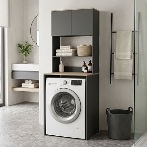 Έπιπλο πλυντηρίου Chaxe pakoworld ανθρακί-sonoma 65x32.5x183.6εκ 230-000203