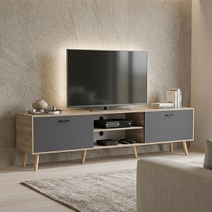 Έπιπλο τηλεόρασης Gorna pakoworld sonoma-ανθρακί 180x35x48.6εκ 230-000205