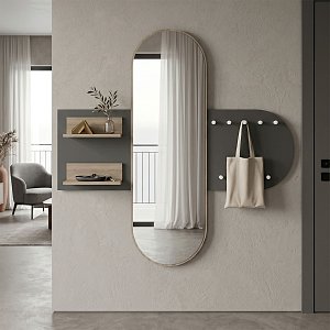 Κρεμάστρα με καθρέπτη Baunty pakoworld sonoma-ανθρακί 125x11x122εκ 230-000210