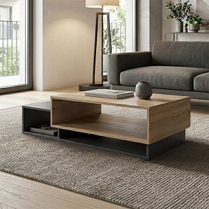 Τραπέζι σαλονιού Dekost pakoworld σε sonoma-ανθρακί 105x50x32εκ 230-000216