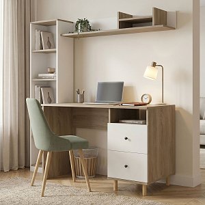 Σύνθεση γραφείου Kontor pakoworld sonoma-λευκό 160x50x158,2εκ 230-000211