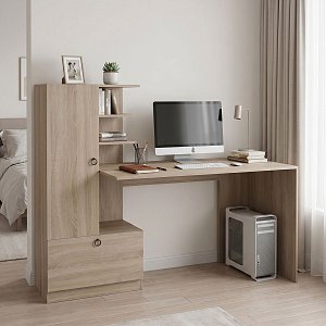 Γραφείο εργασίας με βιβλιοθήκη Felanbo pakoworld sonoma 160x60x125εκ 230-000259