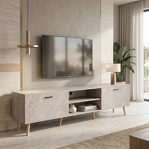 Έπιπλο τηλεόρασης Gorna pakoworld μπεζ εφέ μαρμάρου 180x35x48.6εκ 230-000268