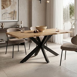 Tραπέζι Gilman pakoworld MDF sonoma-μαύρο 150x90x75εκ 235-000021