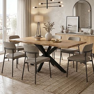 Tραπέζι Gilman pakoworld MDF sonoma-μαύρο 180x90x75εκ 235-000022
