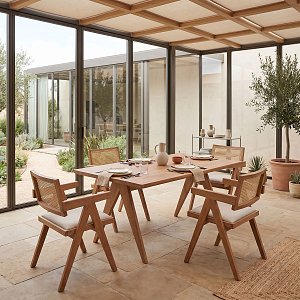 Τραπεζαρία Winslow Ι pakoworld σετ 5τεμ ξύλο rubberwood ανοιχτό καρυδί 160x85x75εκ 247-000013