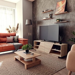 Έπιπλο τηλεόρασης Stevie pakoworld sonoma 160x40x50εκ 248-000004