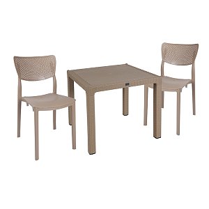Τραπεζαρία Explore-Ignite pakoworld σετ 3τεμ PP cappuccino 90x90x73,5εκ 253-000072