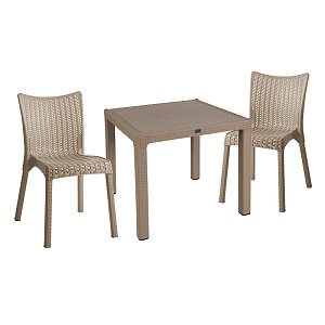 Τραπεζαρία Explore-Confident pakoworld σετ 3τεμ PP cappuccino 90x90x73,5εκ 253-000076