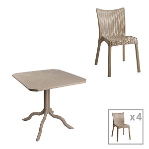 Τραπεζαρία Icon-Confident pakoworld σετ 5τεμ PP σε cappuccino απόχρωση 253-000098