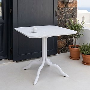 Τραπέζι Icon pakoworld PP σε λευκή απόχρωση 80x80x74.5εκ 253-000118