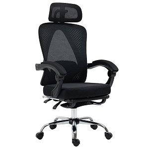 Καρέκλα γραφείου διευθυντή με υποπόδιο Titan pakoworld Premium Quality ύφασμα-mesh χρώμα μαύρο 256-000003