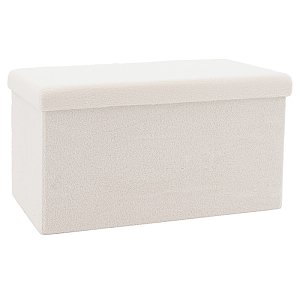 Σκαμπό-μπαούλο Forward pakoworld ύφασμα μπουκλέ ivory 76.5x38x37.5εκ 257-000004