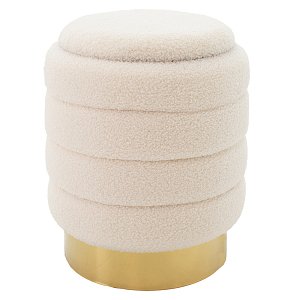 Σκαμπό-μπαούλο Dazzle pakoworld μπουκλέ cream-χρυσό Φ36x44εκ 257-000014
