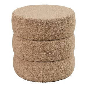Σκαμπό-πουφ Kioto pakoworld μπουκλέ καφέ Φ40x40εκ 257-000021