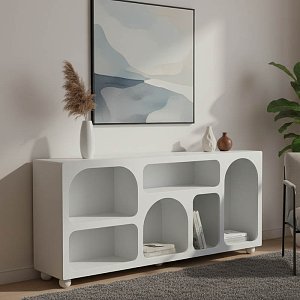 Μπουφές Emersi pakoworld με ράφια mdf σε λευκή απόχρωση 164x34x76εκ 260-000038