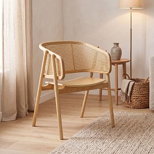 Πολυθρόνα Wenzy pakoworld φυσικό Rattan - μασίφ ξύλο toon 59x58x78εκ 263-000028