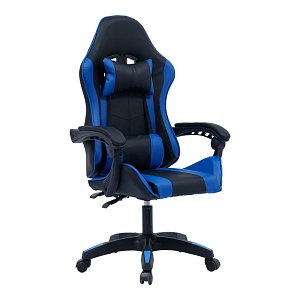 Καρέκλα γραφείου gaming William pakoworld PU μαύρο-μπλε 275-000014