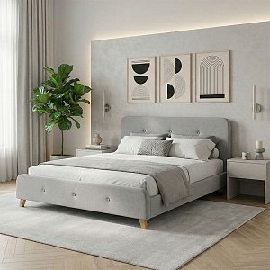 Κρεβάτι διπλό Restel pakoworld ύφασμα γκρι 160x200εκ 279-000014