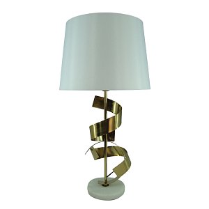 Επιτραπέζιο φωτιστικό Lighted Inart Ε27 χρυσό μέταλλο-λευκό ύφασμα Φ35x70εκ 300-000017