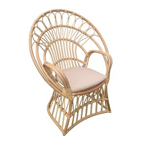Πολυθρόνα Boloni Inart με μπεζ μαξιλάρι-φυσικό rattan 96x70x120εκ 314-000006