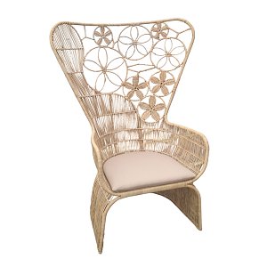 Πολυθρόνα Jake Inart με μπεζ μαξιλάρι-φυσικό rattan 110x86x145εκ 314-000005