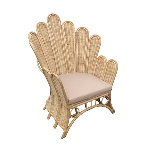 Πολυθρόνα Fragia Inart με μπεζ μαξιλάρι-φυσικό rattan 85x96x120εκ 314-000004