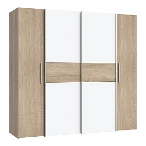 Ντουλάπα ρούχων Closet pakoworld τετράφυλλη sonoma oak-λευκό μελαμίνης 200x61.5x190.5εκ 318-000002
