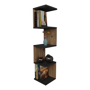 Ραφιέρα τοίχου Zigzag pakoworld oak-ανθρακί μελαμίνης 25x25x109εκ 321-000021