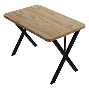 Τραπέζι Zeryin pakoworld oak μελαμίνης-μαύρο μέταλλο 110x70x75εκ 321-000084