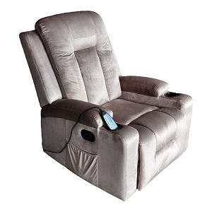 Πολυθρόνα relax με μηχανισμό massage Gessel pakoworld βελούδο σε γκρι απόχρωση 80x90x98εκ 331-000010