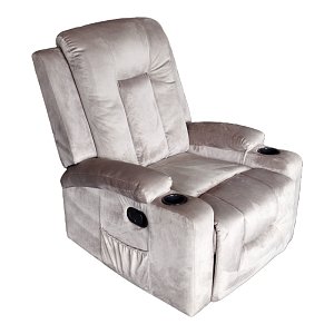 Πολυθρόνα relax Gessel pakoworld βελούδο σε γκρι απόχρωση 80x90x98εκ 331-000009