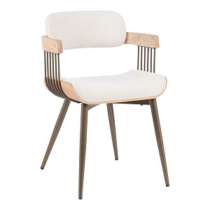 Πολυθρόνα Cameo pakoworld μέταλλο μπρονζέ-white-wash ξύλο-μπέζ ύφασμα 53x49.5x75.5εκ 332-000027