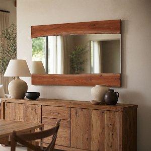 Καθρέπτης Riverine pakoworld teak ξύλο σε φυσική απόχρωση 120x80x4εκ 338-000006