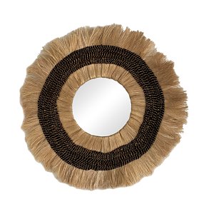 Καθρέπτης Verone Inart abaca σε φυσικό χρώμα Φ80x5εκ 339-000030
