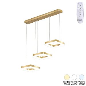 Φωτιστικό οροφής τρίφωτο Benor pakoworld led μέταλλο χρυσό 70x20x15εκ 342-000100