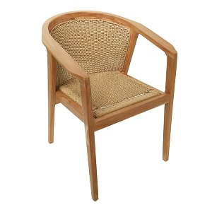 Πολυθρόνα Granny pakoworld teak wood και συνθετικό σχοινί σε φυσική απόχρωση 60x60x82εκ 343-000034