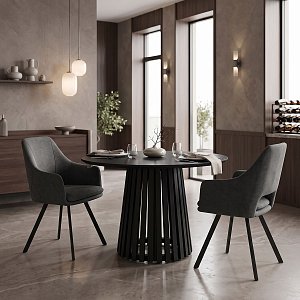 Τραπέζι Kenda I pakoworld mindi ξύλο μαύρο Φ120x75εκ 343-000123
