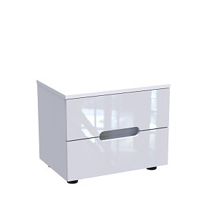 Κομοδίνο Afina pakoworld mdf σε λευκή glossy απόχρωση 50x35x41εκ 361-000019