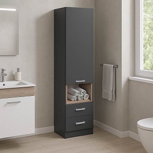 Βιτρίνα-στήλη Toscana pakoworld σε ανθρακί απόχρωση 50x42x222.5εκ 361-000022